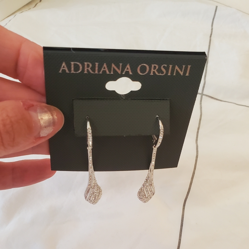 NEW Adriana Orsini Linear Crystal Pave earrings